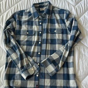 Blue and White Plaid Button-Up Shirt